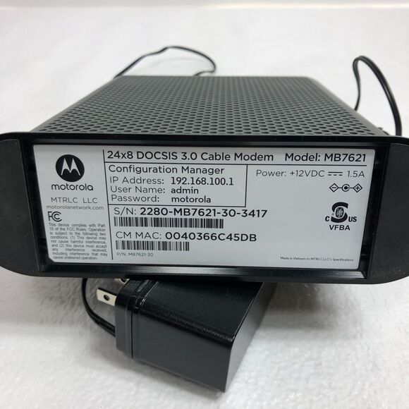 Motorola Docsis 3.0 Cable Modem 24x8 Model MB7621 - Picture 6 of 6